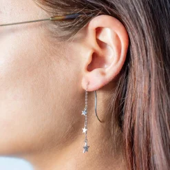 Boucles d'oreilles argent 925 et zirconias motif étoiles
