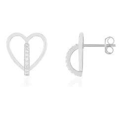 Boucles d'oreilles argent 925 et zirconias motif coeur