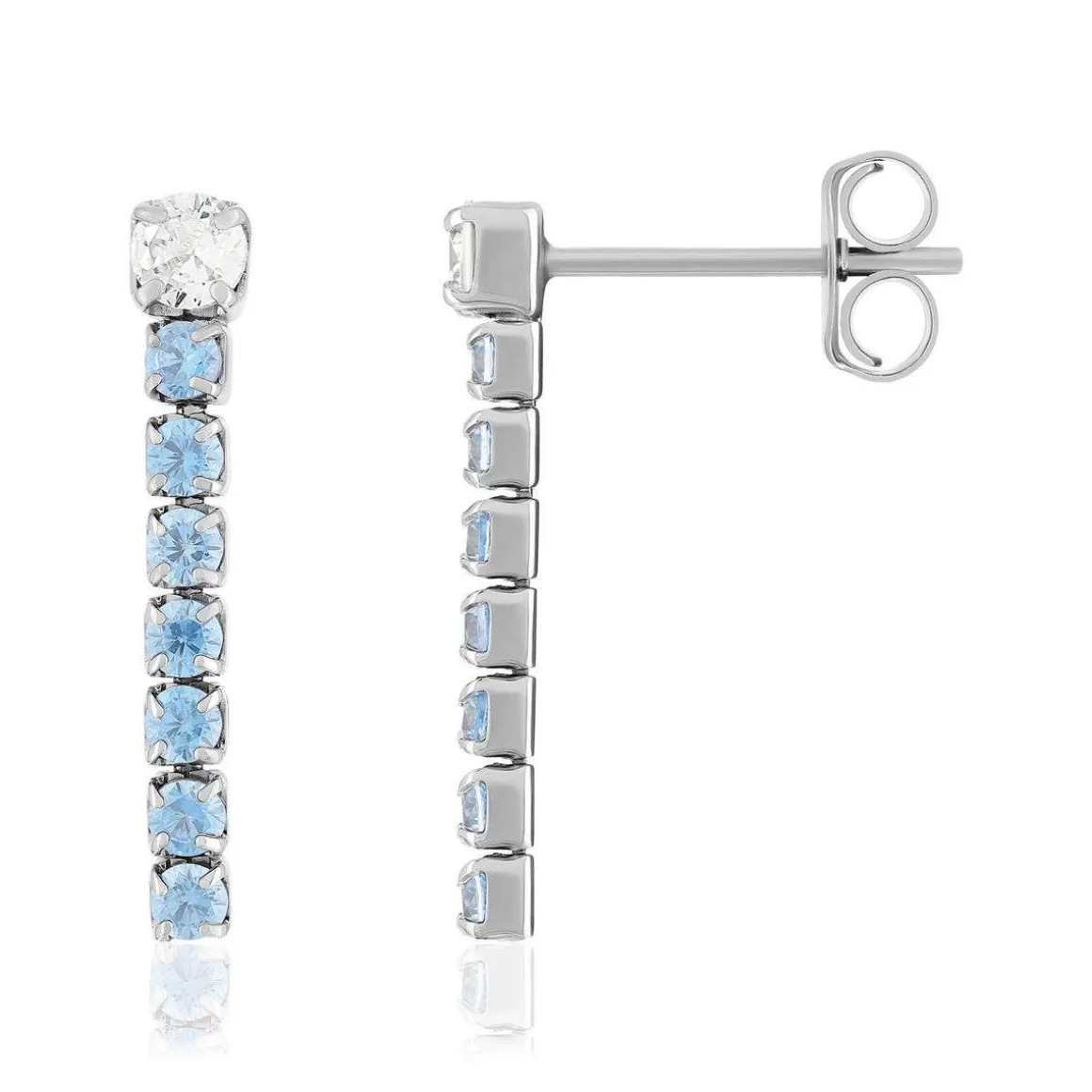 Boucles d'oreilles argent 925 et zirconias bleus et blancs