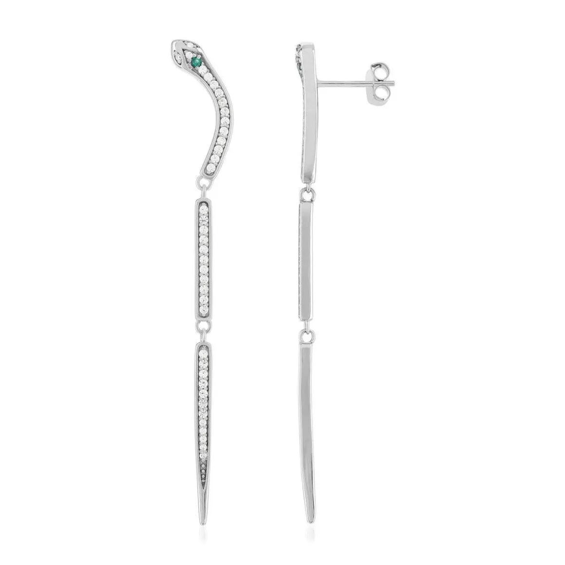 Boucles d'oreilles argent 925 et zirconias motif serpent