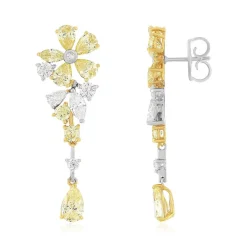 Boucles d'oreilles argent 925 et zirconias jaune et blanc