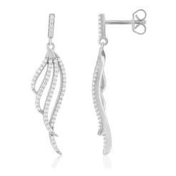 Boucles d'oreilles argent 925 et zirconias ailes