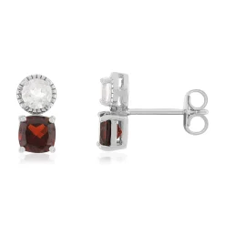 Boucles d'oreilles argent 925 grenats et quartz rose