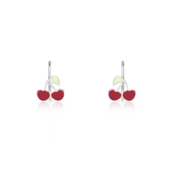 Boucles d'oreilles argent 925 laque dormeuses cerises