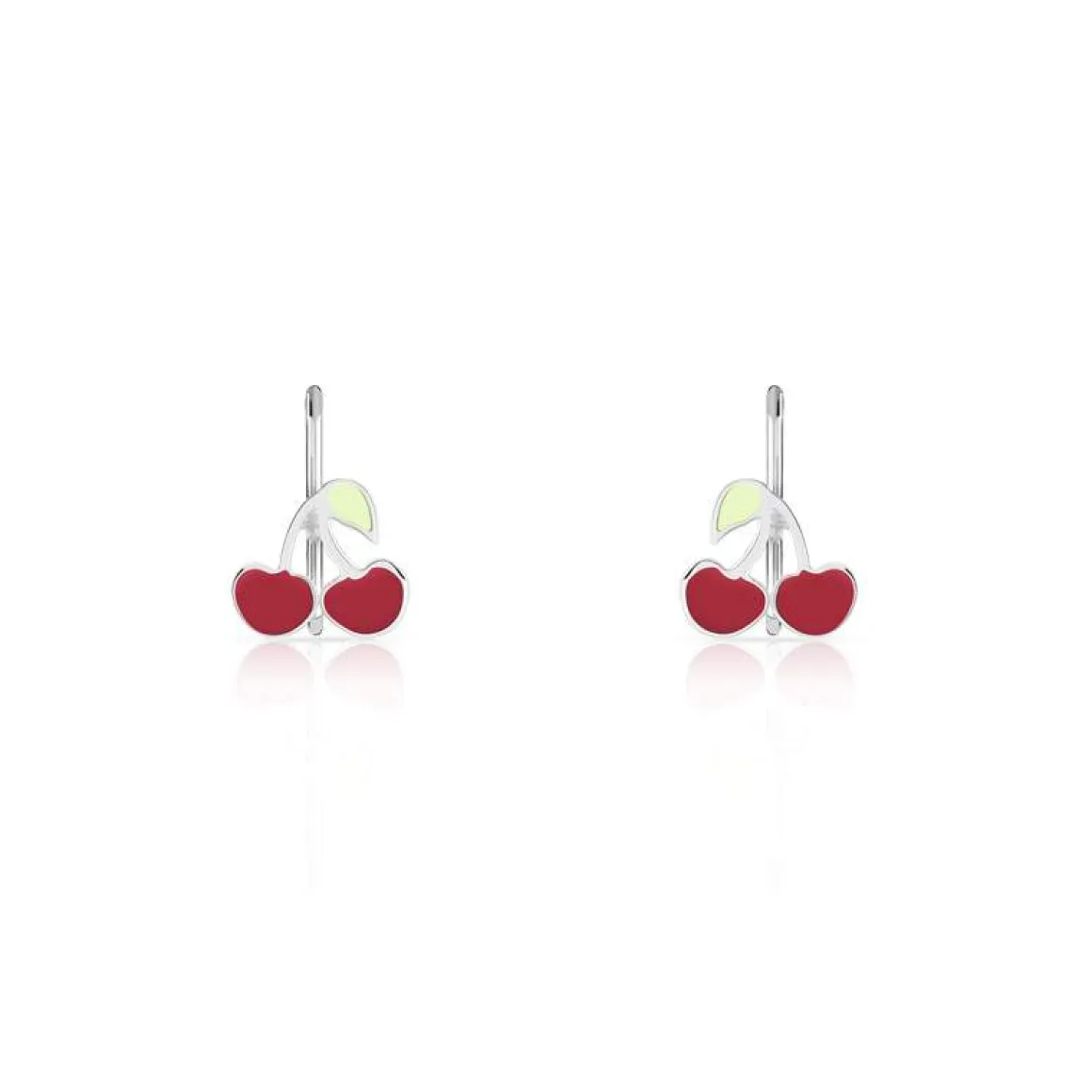 Boucles d'oreilles argent 925 laque dormeuses cerises