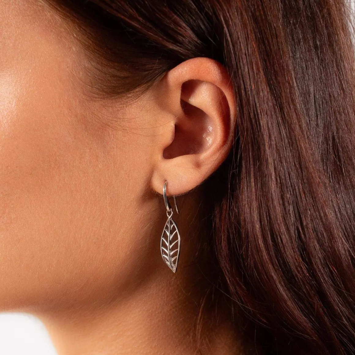 Boucles d'oreilles argent 925 motif feuille