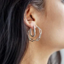 Boucles d'oreilles argent 925 motif fermoir à visser rectangulaire