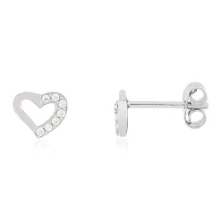 Boucles d'oreilles argent 925 motif coeur zirconias