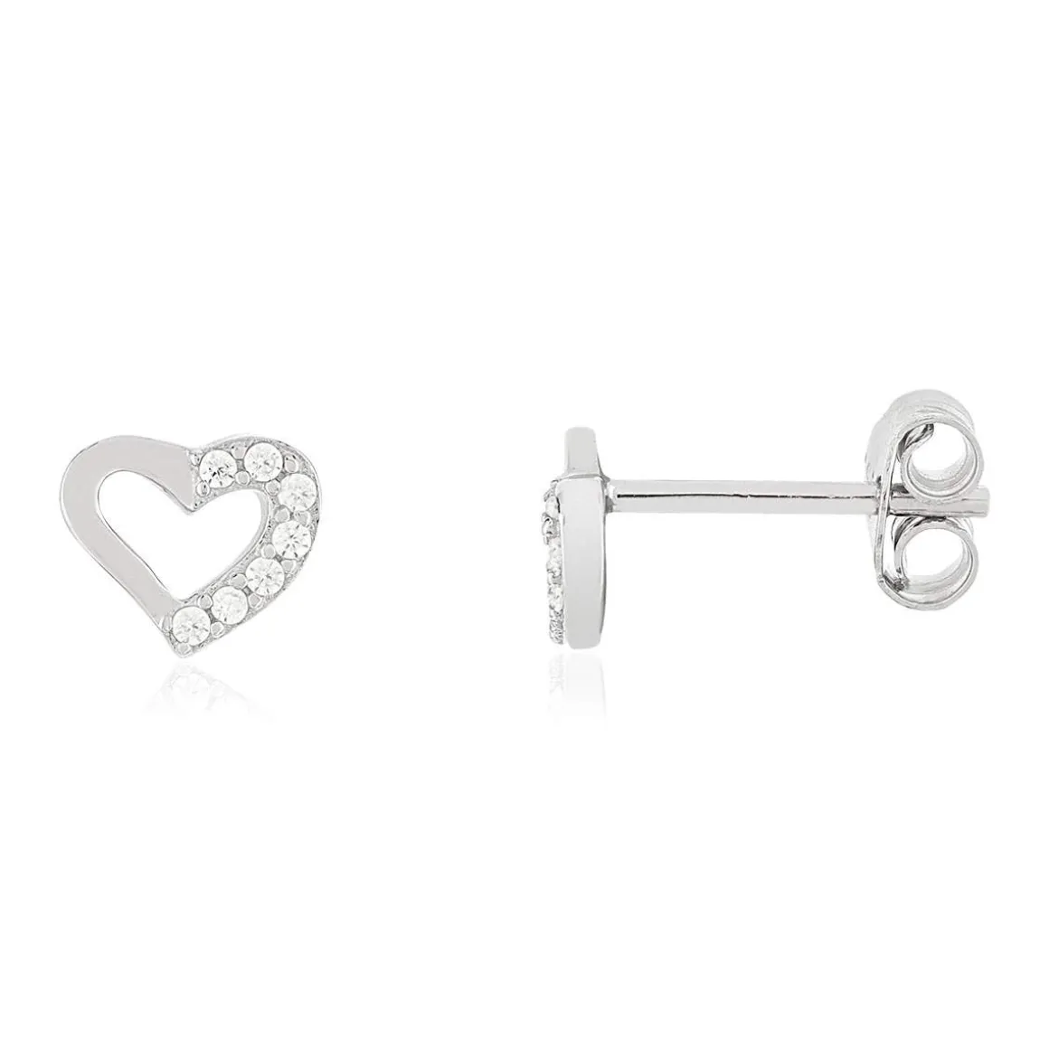 Boucles d'oreilles argent 925 motif coeur zirconias