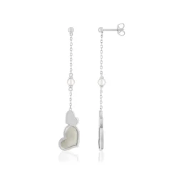Boucles d'oreilles argent 925 nacres et perles coeurs
