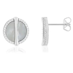 Boucles d'oreilles argent 925 nacres et ziconias