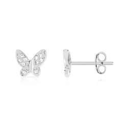 Boucles d'oreilles argent 925 papillons et zirconias