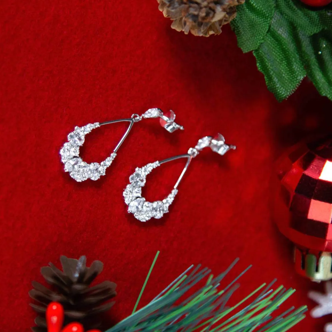 Boucles d'oreilles argent 925 pendants zirconias