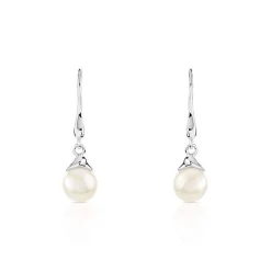 Boucles d'oreilles argent 925 pendants perles de culture de Chine