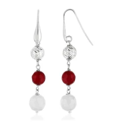 Boucles d'oreilles argent 925 pendants pierres imitation