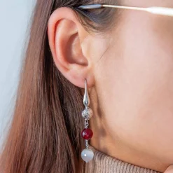 Boucles d'oreilles argent 925 pendants pierres imitation