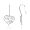 Boucles d'oreilles argent 925 pendants coeurs feuillage zirconias