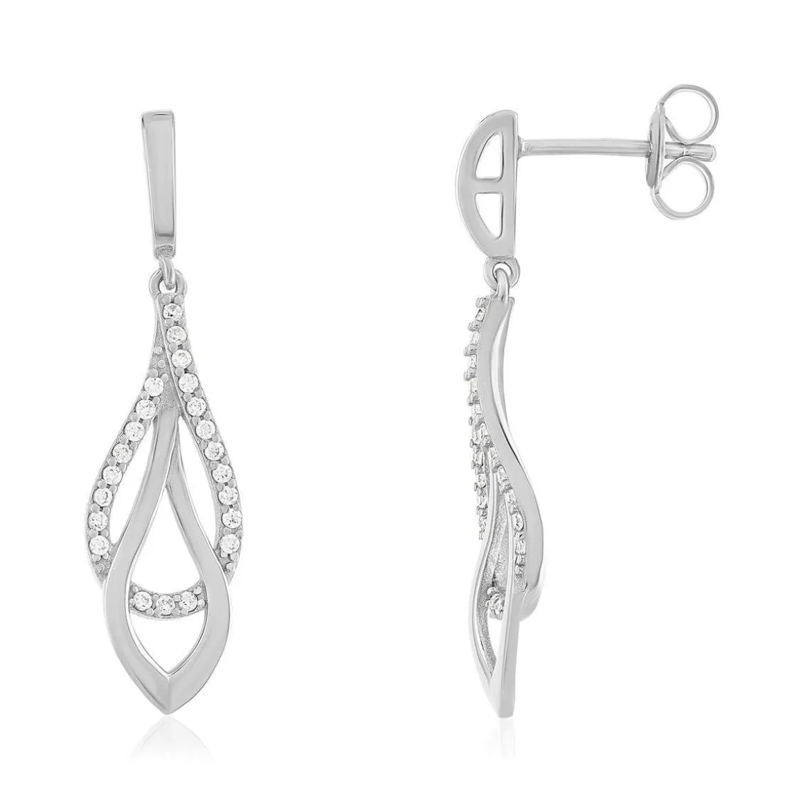 Boucles d'oreilles argent 925 pendants gouttes zirconias