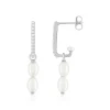 Boucles d'oreilles argent 925 perles d'eau douce et zirconias