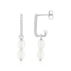 Boucles d'oreilles argent 925 perles d'eau douce et zirconias