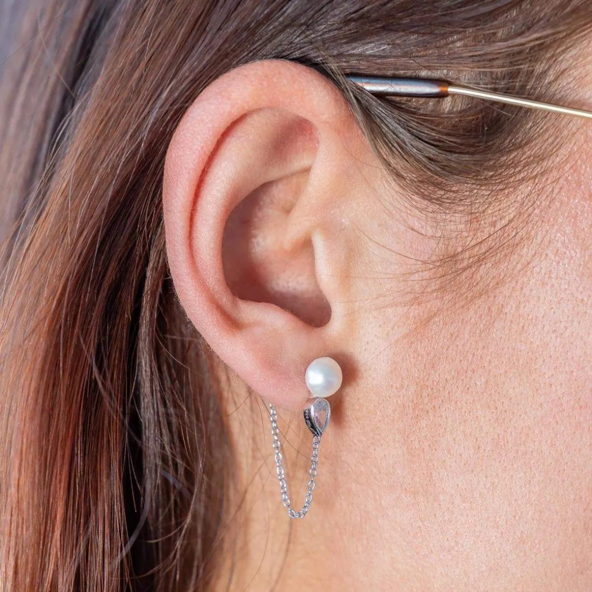 Boucles d'oreilles argent 925 perles de culture de Chine et zirconias