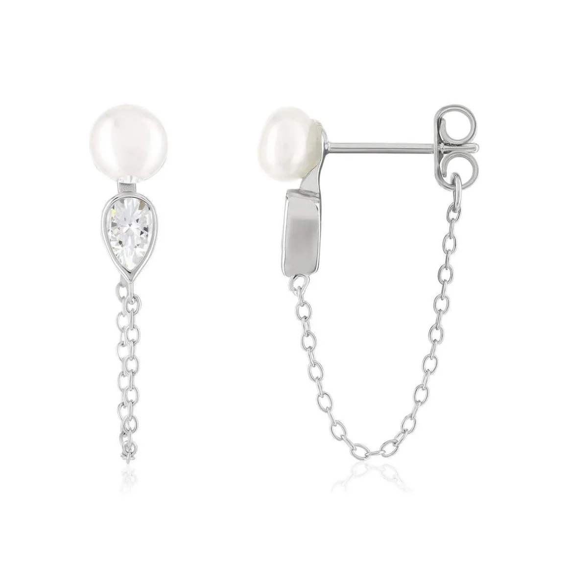 Boucles d'oreilles argent 925 perles de culture de Chine et zirconias