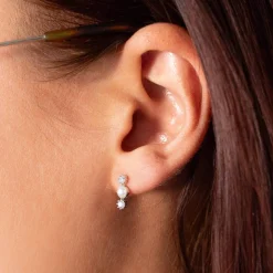 Boucles d'oreilles argent 925 perles d'eau douce et zirconias