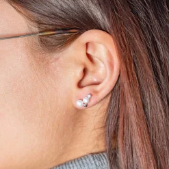 Boucles d'oreilles argent 925 perles de culture de Chine zirconias