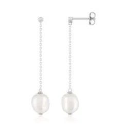 Boucles d'oreilles argent 925 perles de culture de chine zirconias