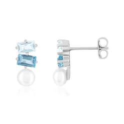 Boucles d'oreilles argent 925 perles d'eau douce et topazes traitées