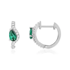 Boucles d'oreilles argent 925 pierres synthétiques vertes et zirconias