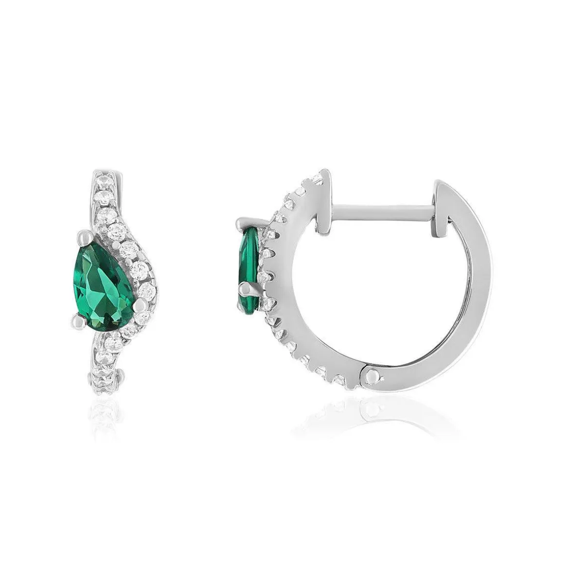 Boucles d'oreilles argent 925 pierres synthétiques vertes et zirconias