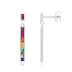 Boucles d'oreilles argent 925 pierres synthétiques multicolores