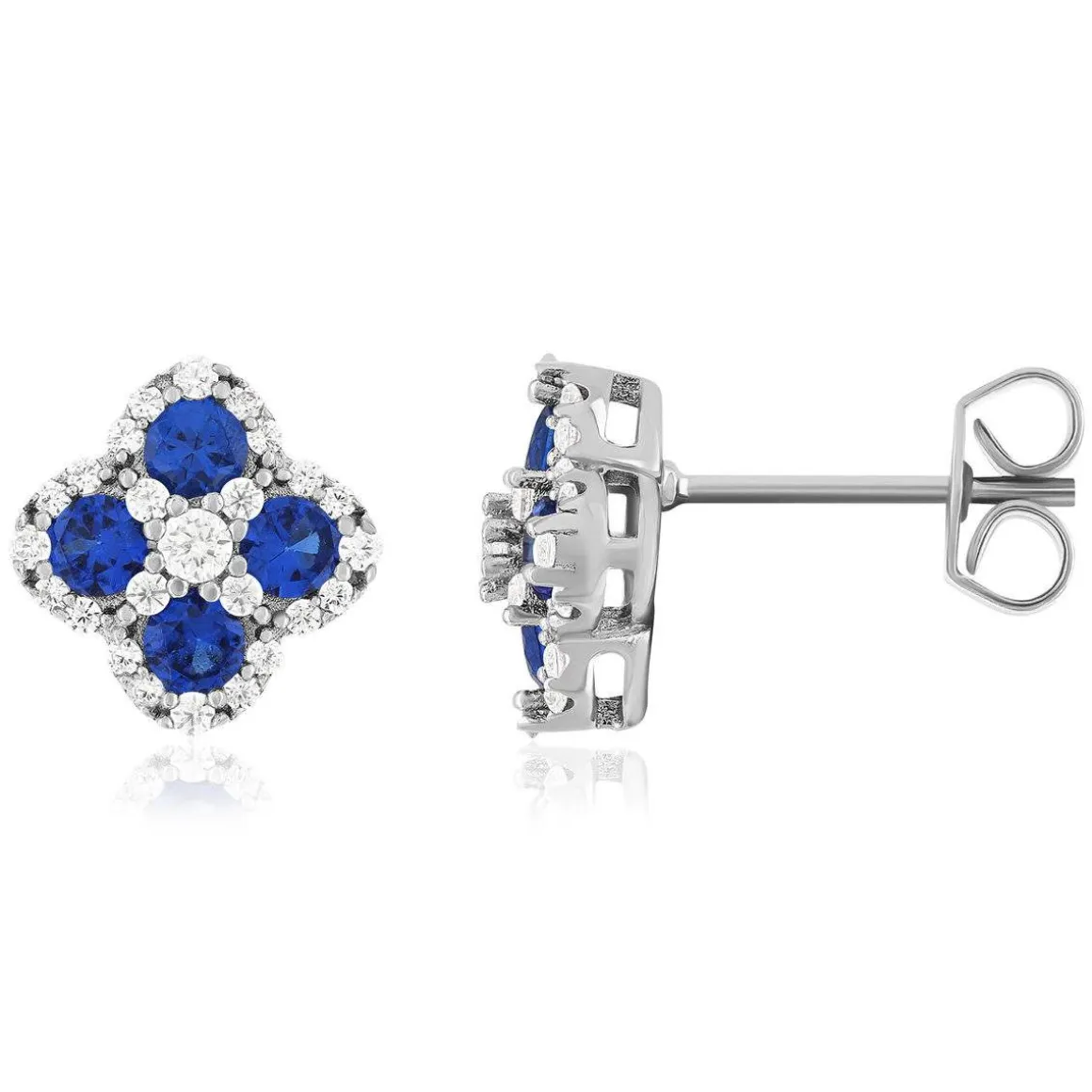 Boucles d'oreilles argent 925 pierres synthétiques bleues et zirconias