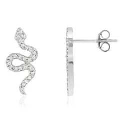 Boucles d'oreilles argent 925 serpents et zirconias