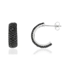 Boucles d'oreilles argent 925 spinelles noirs