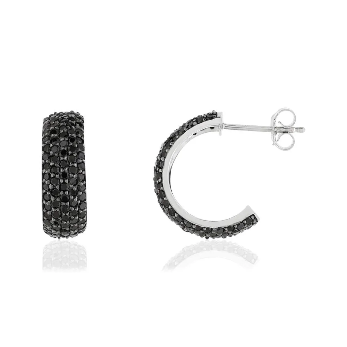 Boucles d'oreilles argent 925 spinelles noirs
