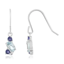 Boucles d'oreilles argent 925 topazes traitées et zirconas