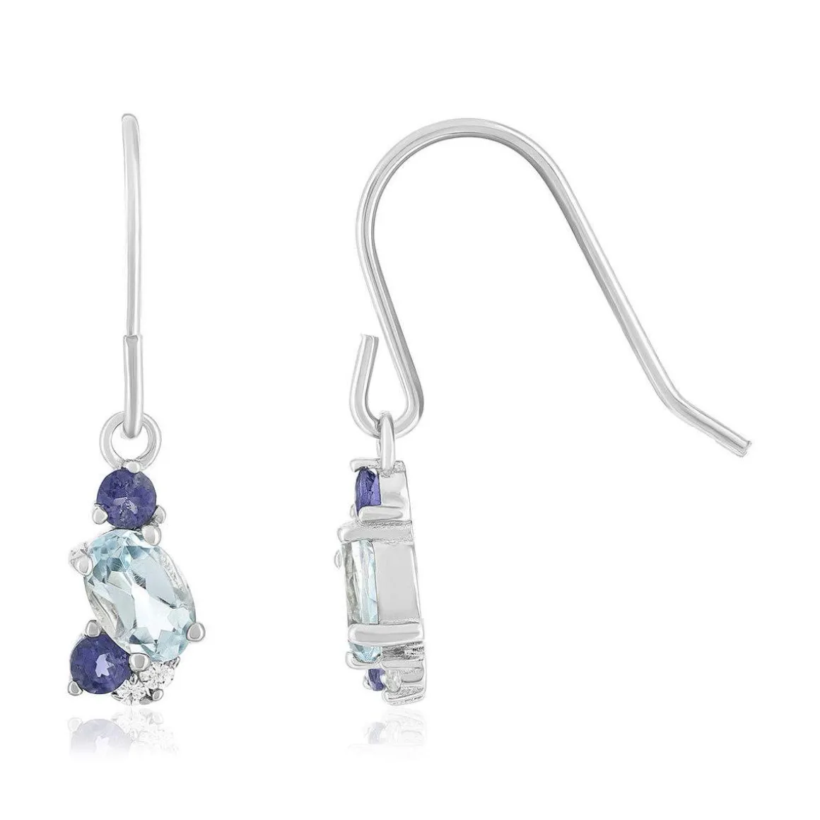 Boucles d'oreilles argent 925 topazes traitées et zirconas
