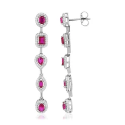 Boucles d'oreilles argent zirconias rouge et blanc