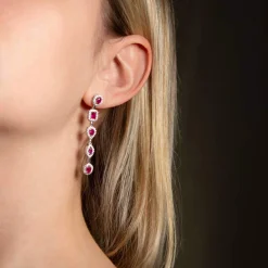 Boucles d'oreilles argent zirconias rouge et blanc
