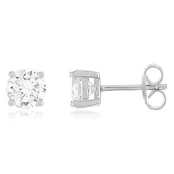 Boucles d'oreilles argent 925 zirconias serti 4 griffes