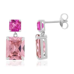 Boucles d'oreilles argent 925 zirconias roses