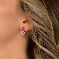 Boucles d'oreilles argent 925 zirconias roses