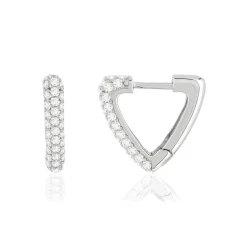 Boucles d'oreilles argent 925 zirconias, motif triangle