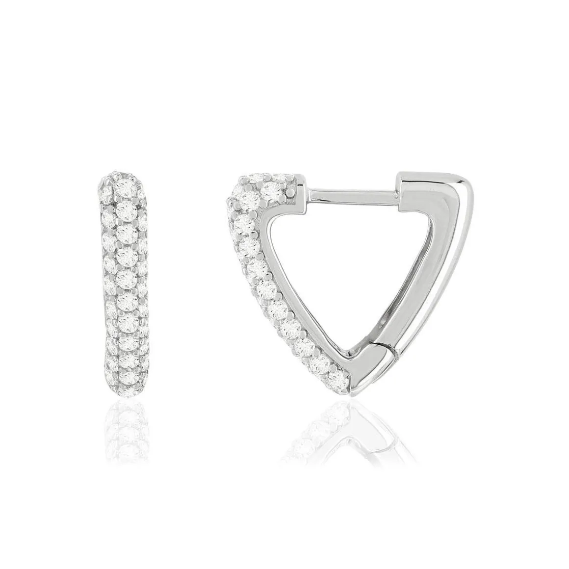 Boucles d'oreilles argent 925 zirconias, motif triangle
