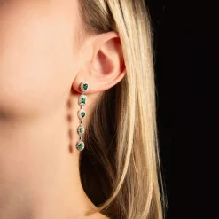 Boucles d'oreilles argent 925 zirconias bleu et blanc