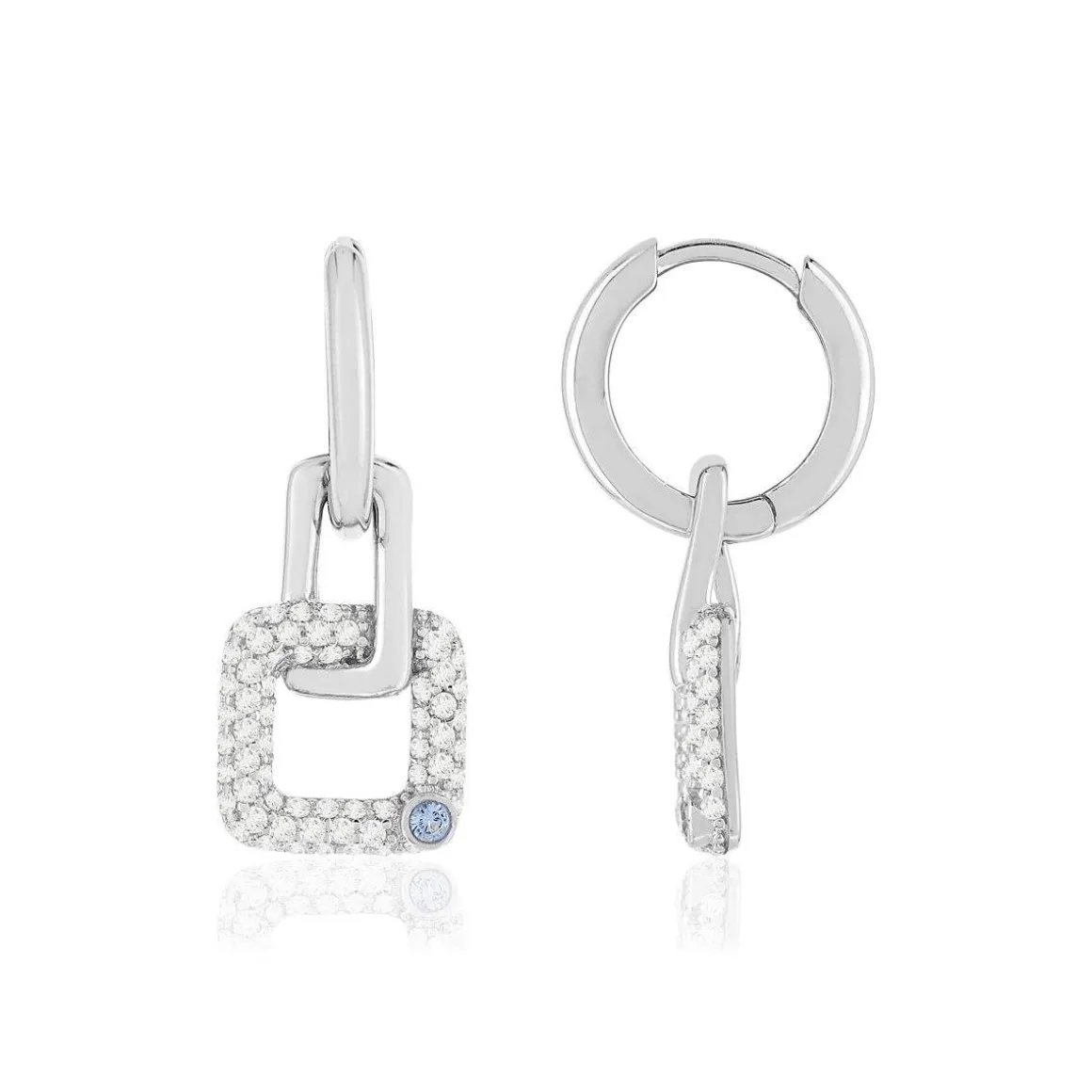 Boucles d'oreilles argent 925 zirconias pierres imitation topaze