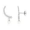 Boucles d'oreilles contours argent 925 zirconias et perles de culture de Chine.