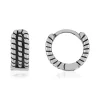 Boucles d'oreilles créoles motif fantaisie acier gris 9 mm